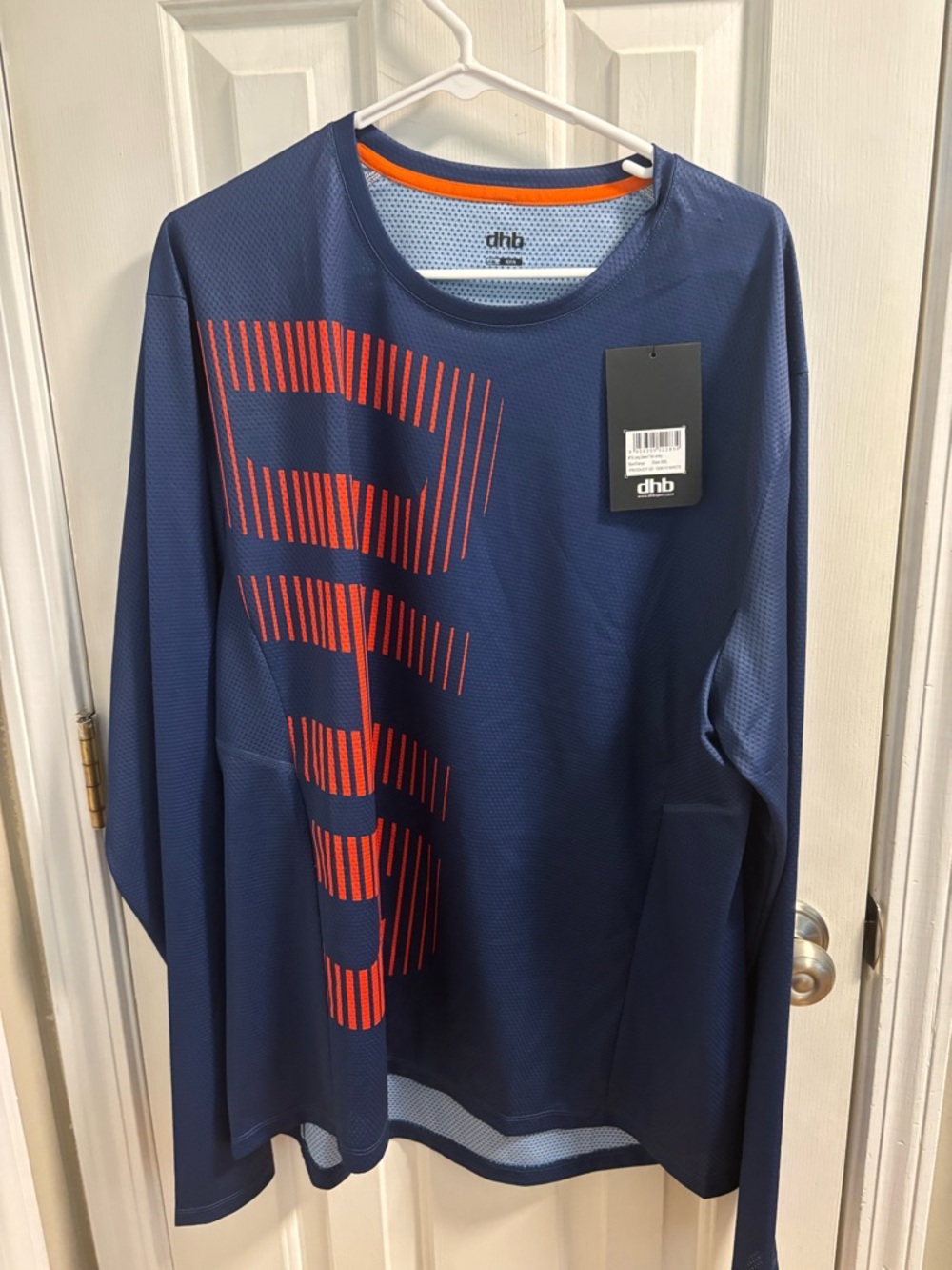 Men's Navy Long-Sleeve Performance Shirt with Orange Graphic
